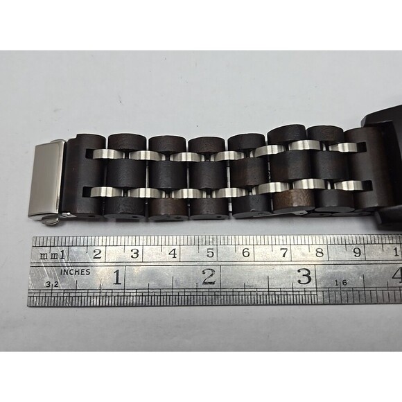 Unbranded Wooden Watch Quartz Chronograph Date Brown Dial New Battery 44 mm Mens - Picture 10 of 11